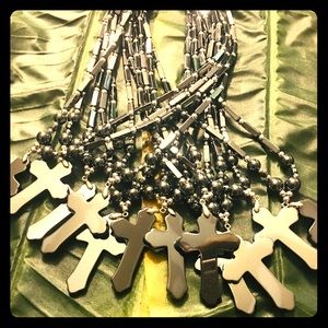 Jewelry - Hematite Cross Necklace w-Thick chain Jewelry - Hematite Cross Necklace w-Thick chain